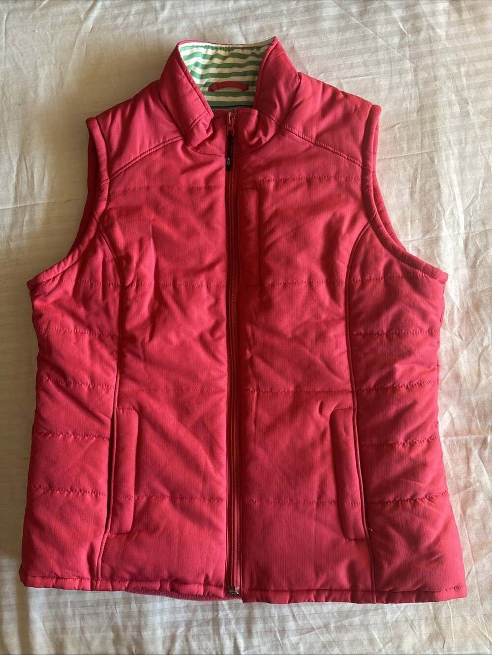 Vineyard Vines Puffer Vest Women’s Size Large Pink Full Zip Preppy
